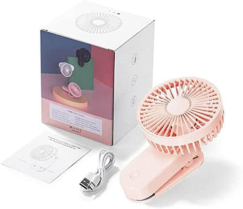 Portable Mini Clip on Fan - 4000mAh Rechargeable USB Battery Operated Stroller Fan with Magnetic Base, Pink