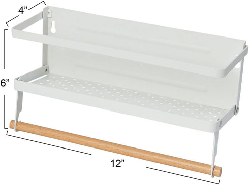 Household Essentials Metal Magnetic Spice Rack with Paper Towel Holder, White