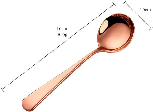 MINGYU 4-Piece Heavy Round Soup Spoons Set, Multicolor Premium Stainless Steel, Mirror Polish & Dishwasher Safe