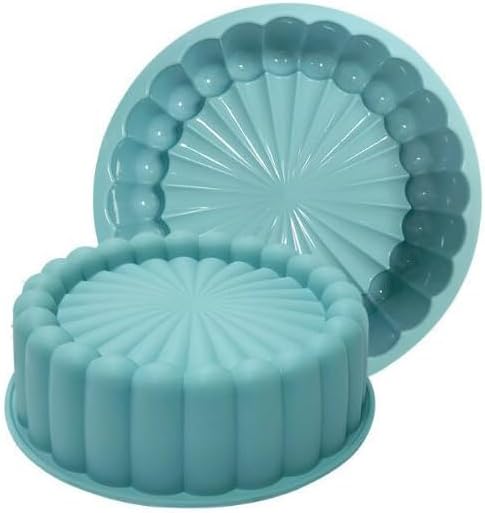 Flower Shape Silicone Cake Mold, Non-stick Fluted Pans, Perfect Bakeware for Cake, 7.6 Inch, Blue