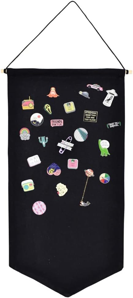 Wall Hanging Brooch Jewelry Storage Case, Canvas Display Stand for Enamel Pins, Earrings, Necklace Organizer