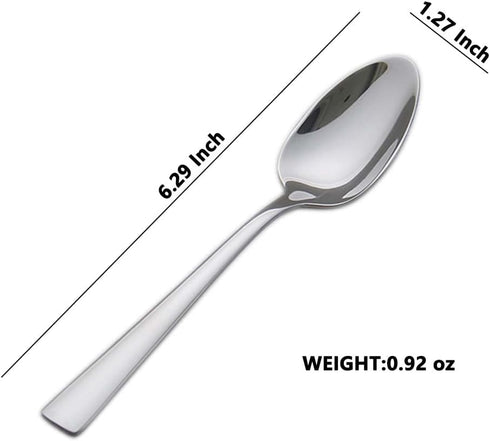 6-Pieces Stainless Steel Teaspoons Set, 18/0 Tea Spoons, 6.29 Inches for Home Kitchen Restaurant