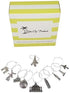 Two Gorgeous Wine Charm Sets – 18 Pieces Total, Wine Lover and World Traveler Themes