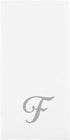 15.8 7.9 Inch 50 Luxenap X Linen-Feel Guest Towels, Lettered Hand Towels - Silver Letter 'F', Cursive Font, White Paper