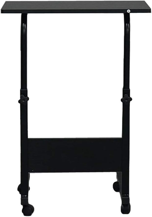 HomVent (Black-23.6" Wx15.7 Adjustable TV Tray Table Rolling Sofa Side Snack Table with Wheels Portable C-Shape Dinner