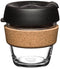KeepCup Brew Cork - Reusable Coffee Cup, Tempered Glass and Natural Cork, Extra Small 6oz/177ml, Black