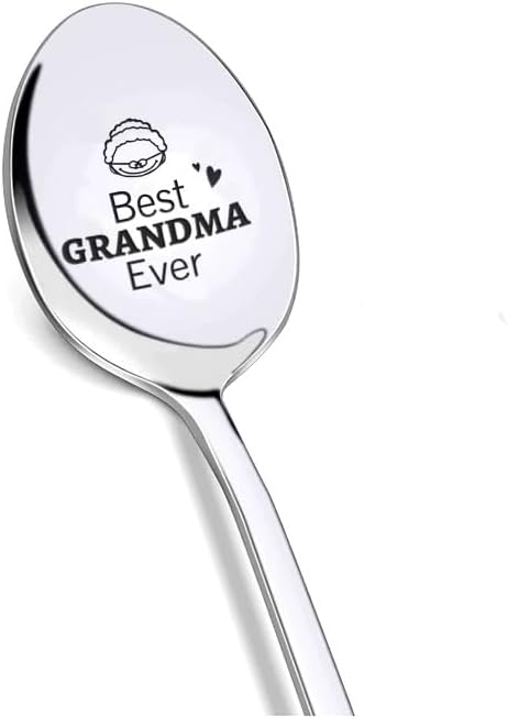 Best Grandma Ever Spoon, Gifts for Grandma from Granddaughter Grandson, Christmas Mothers Day Gift for Coffee Tea Lovers