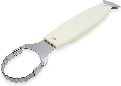8 " Long Coconut Grater, Vintage White Plastic Handle, Traditional Thai Style Kitchen Tool, Stainless Steel Shredder