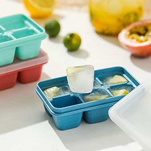 Ice Cube Trays for Freezer - 3 Pack Mini Ice Cube Trays with Lid & Easy-Release Silicone Bottom for Travel