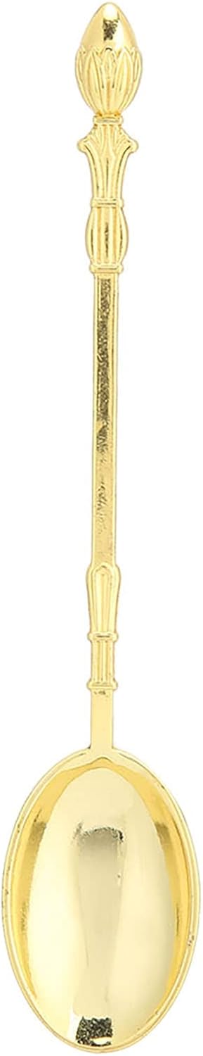 6pcs Coffee Spoon Set, Stainless Steel Mini Dessert Teaspoons with Swan Base Holder, Gold