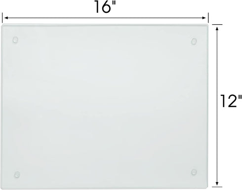 Transparent Glass Cutting Board for Kitchen Countertop, 16"x12", Rubber Non-Slip Feet, Dishwasher Safe