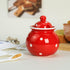 123Arts Ceramics Dot Sugar Salt Pepper Storage Jar - Seasoning Pot with Lid and Spoon