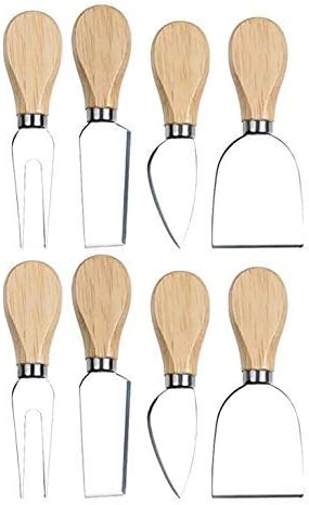 GLE2016 8 PCS Set Cheese Knives, with Wood Handle Stainless Steel Cheese Slicer