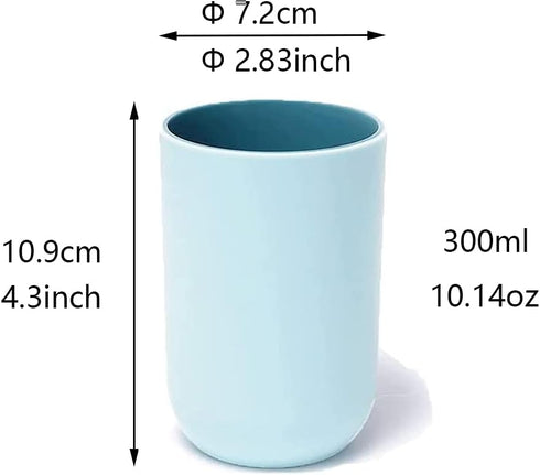 Unbreakable Reusable Drinking Cups Set of 2, Plastic Toothbrush Tumblers 300 ml/10.5 oz, Dishwasher Safe