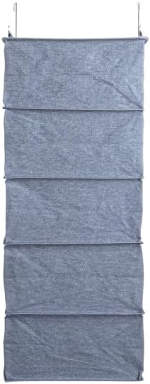 Closet 10 Household Essentials Hanging Cotton Blend and Plastic Shoe Organizer with Storage Compartments, Denim