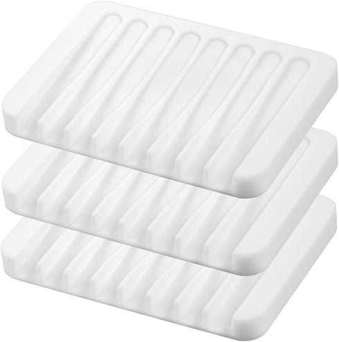 EOYCPM 3PCS Self Draining Soap Holder, Premium Silicone Soap Dish, Soap Saver for