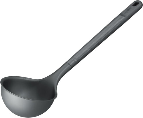 Zyliss Silicone Soup Ladle - Sustainable Wheatstraw/Nylon Ladles for Cooking, 12.5" x 3.7", Beluga Grey