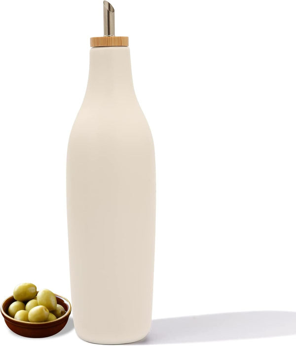 HOMCDALY Ceramic Olive Oil Dispenser for Kitchen, Stoneware 16oz Oil and Vinegar