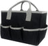 Craft Storage Tote Bag, Desktop Organizer with Handles and 5 Pockets, Teacher Helper, Arts, Books, Stationery (Black)