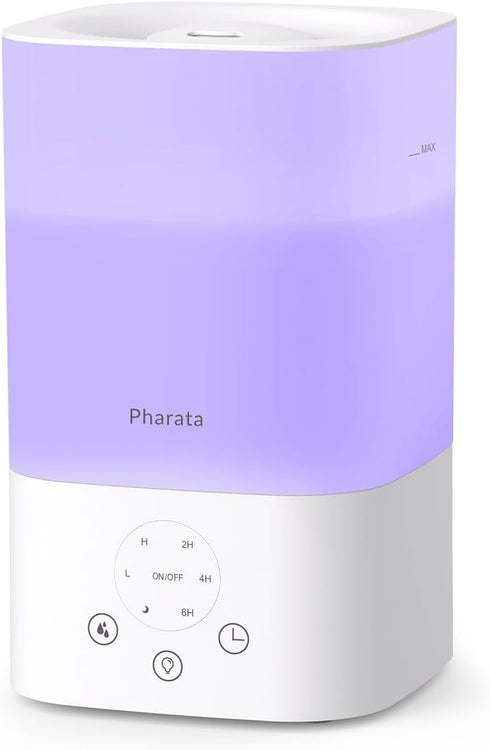 Pharata Humidifiers for Bedroom Home, 3.5L Top Fill Air Cool Mist Humidifiers