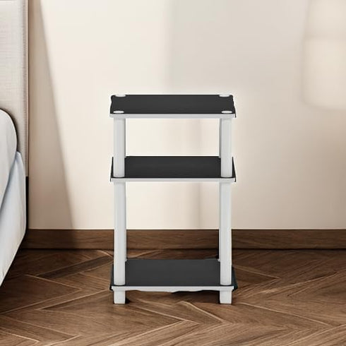 3-Tier 1-Pack Furinno JUST Side Table, End Table, Open Shelves Night Stand, Bedside Table, Toolless Assembly