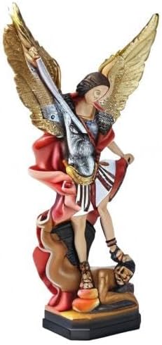 QIANLING 8.7 inch St Michael Statue, Archangel Michael Collectible Sculpture Defeating Lucifer