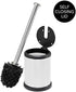 Bath Bliss Toilet Brush and Holder - Self Closing Lid, 360 Degree Brush Head, Compact Size, White