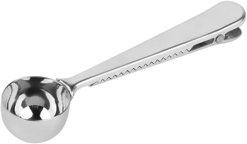 2 in 1 Coffee Tea Spoon Stainless Steel Measuring Spoon with Bag Sealing Clip for Kitchen