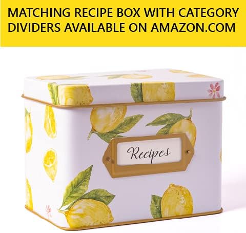Heart&Berry Lemon Recipe Cards (Set of 50) - 4x6 Double Sided Thick Cards