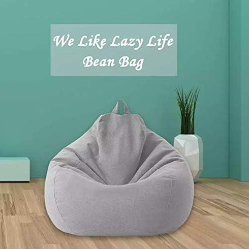 KODENG 100x120cm) Large Small Lazy Sofas Cover Chairs Without Filler Linen Cloth Lounger Seat Bean Bag Pouf Puff Couch
