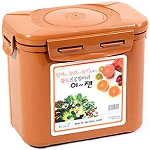 e-jen Premium Kimchi, Sauerkraut Container for Probiotic Fermentation, Inner Vacuum Lid, Earthenware Brown, 0.45 gal