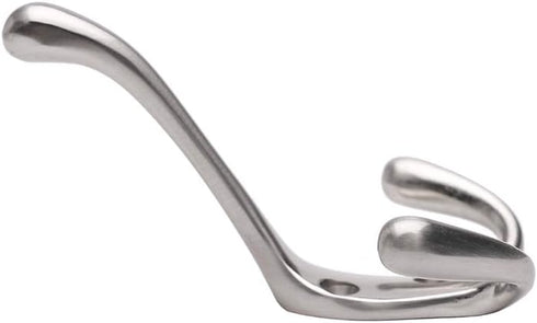 Coat Hooks with Three Flared Prongs, Heavy Duty 3.5 Inch Satin Nickel Hook, 5 Pack