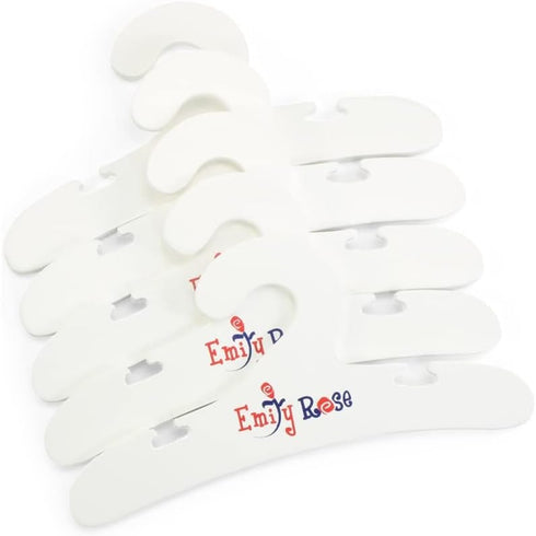 Emily Rose Value 5 Pack Painted White Wooden Doll Clothing Hangers - 18" for 16-inch - 18-inch Doll Clothes