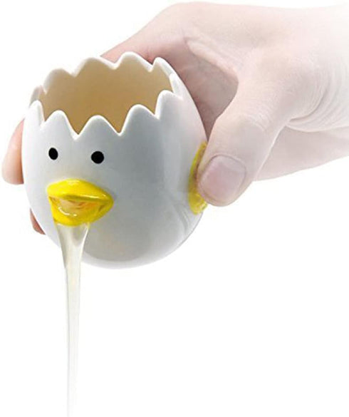 LuoCoCo Cute Egg Separator, Ceramics Vomiting Chicken Egg Yolk White Separator, Kitchen Gadget Baking Tool (Yellow)
