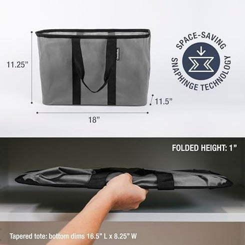 CleverMade 30L 30 lb EcoBasket Collapsible Tote Basket Reusable Grocery Tote That Stands Upright, Foldable Shopping