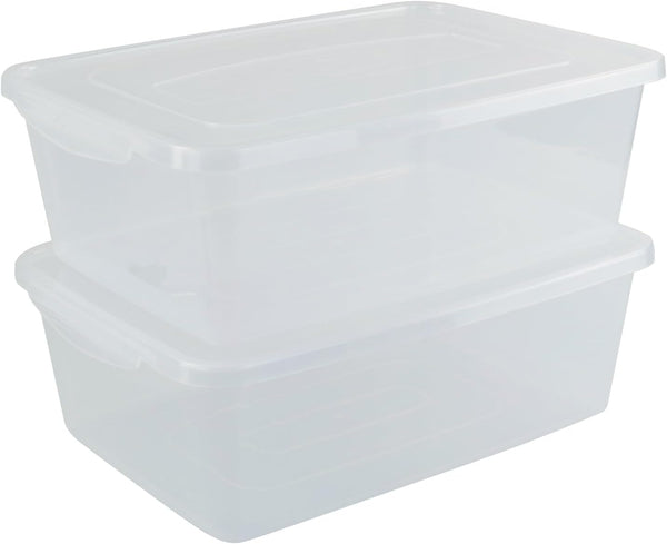 Vababa 2-Pack 16 L Pizza Dough Proofing Box with Lid, Clear Food Storage Container for Pizza