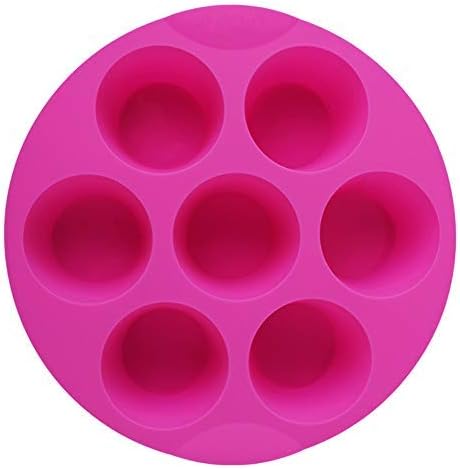 7 Cavity Silicone Air Fryer Muffin Pans Nonstick Brownie Cake Mold Round Pudding Cupcake Recipe Tray Bakeware, Rose by SHEbaking