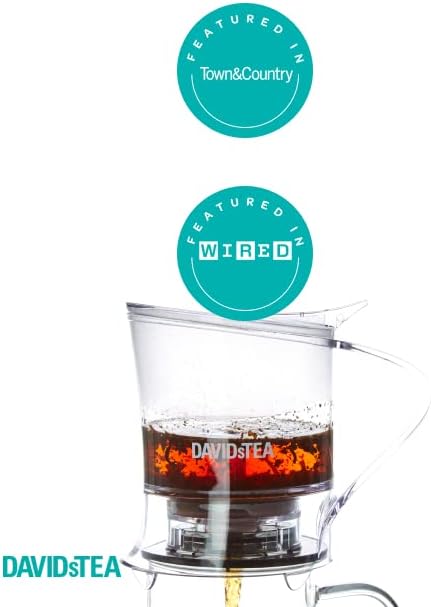 16oz DAVIDsTEA BottomDispensing Tea Steeper with Fine Nylon Infuser BPAFree Tritan, DripFree Loose Leaf Tea Maker (Hot