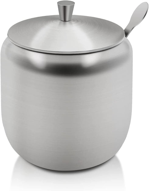 300ml Stainless Steel Sugar Bowl with Lid and Spoon, 10 OZ Coffee Seasoning Jar, Spice Container with Lid and Spoon