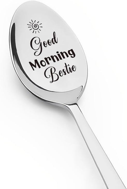 Engraved Friendship Spoons for Best Friend, Bestie Gifts, Birthday Christmas Gifts for Women Men, Good Morning Bestie