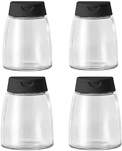 Glass Spice Jars, Double Lids Seasoning Shakers, Spice Shakers Sifter Container (4PCS)