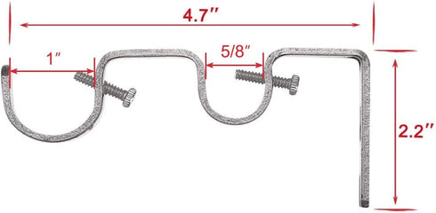 TLBTEK 3PCS Silver Curtain Rod Bracket, Heavy Duty Double Curtain Rod Hanging Brackets for Window, Bedroom, Home Drapery