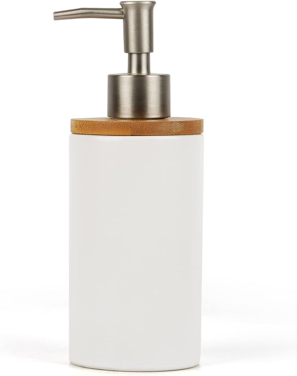 Ceramic Soap Dispenser, Hand Soap Dispenser Refillable Liquid for Kitchen and Bathroom (White)