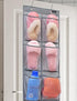 2 Pack Closet 6 Minimalist Black Over The Door Hanging Shoe Holder Organizer with Pockets (Mesh Pockets)