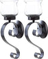 Set of 2 Metal Scrolling Candle Holders with Fluted Glass by Smart Living Company New~10015371