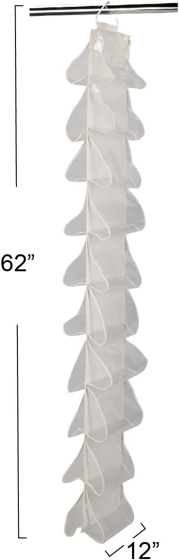 20-Pocket Closet 10 Household Essentials Shoe File, Durable Canvas and Plastic, Holds Pairs of Shoes, Individual