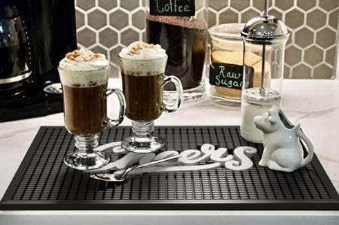 Highball & Chaser Premium Custom Bar Mat 18in x 12in, Durable Stylish Service Mat for Spills, Coffee, Bars,