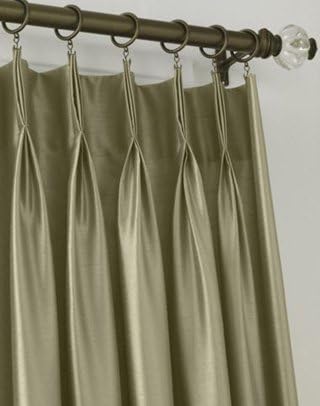 Curtainworks Marquee Faux Silk Pinch Pleat Curtain Panel, 30 by 95", Sand (Champagne Beige)