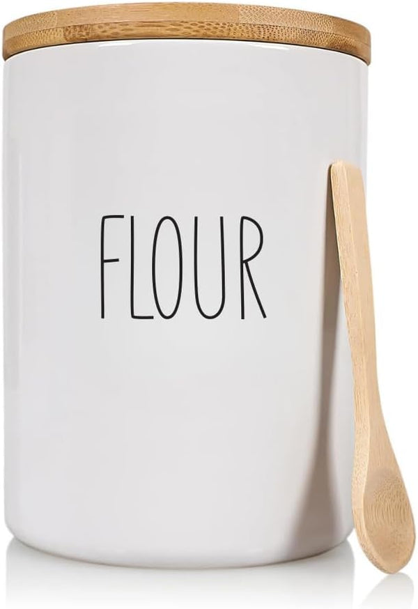 Arthausen Flour Ceramic Storage 4 Cup / 1080mL Container w/Bamboo Lid Silicone