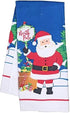 Christmas Kitchen Towel Set - 5 Piece with 2 Towels, 2 Pot Holders & 1 Oven Mitt (Santa Claus)